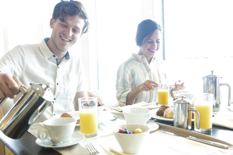 Enjoying breakfast on board – Brittany Ferries