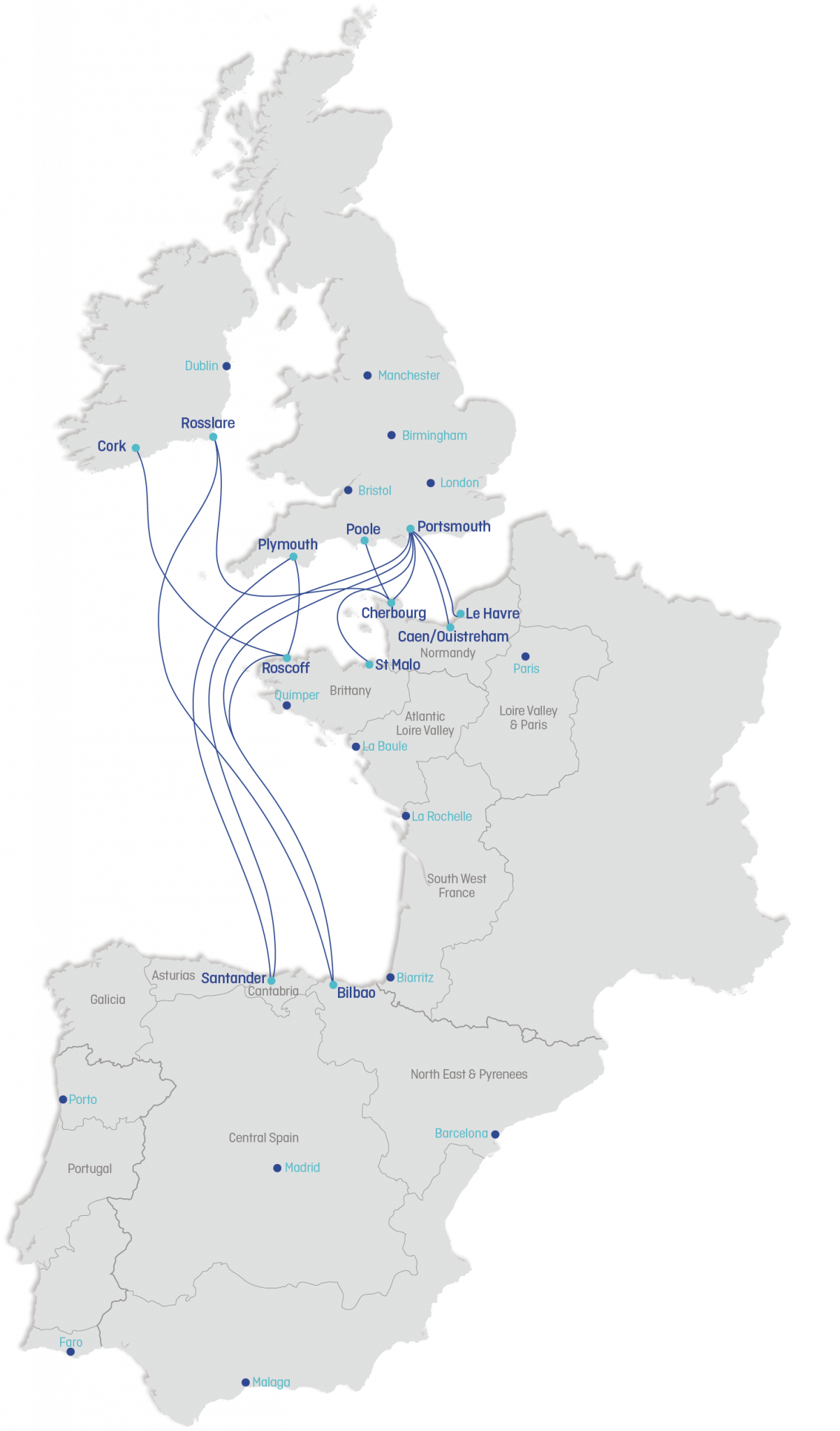 Brittany Ferries route map Brittany Ferries